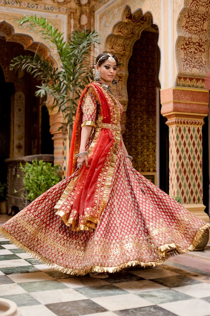 SHEHZADI RED LEHENGA SET Gulabo Jaipur