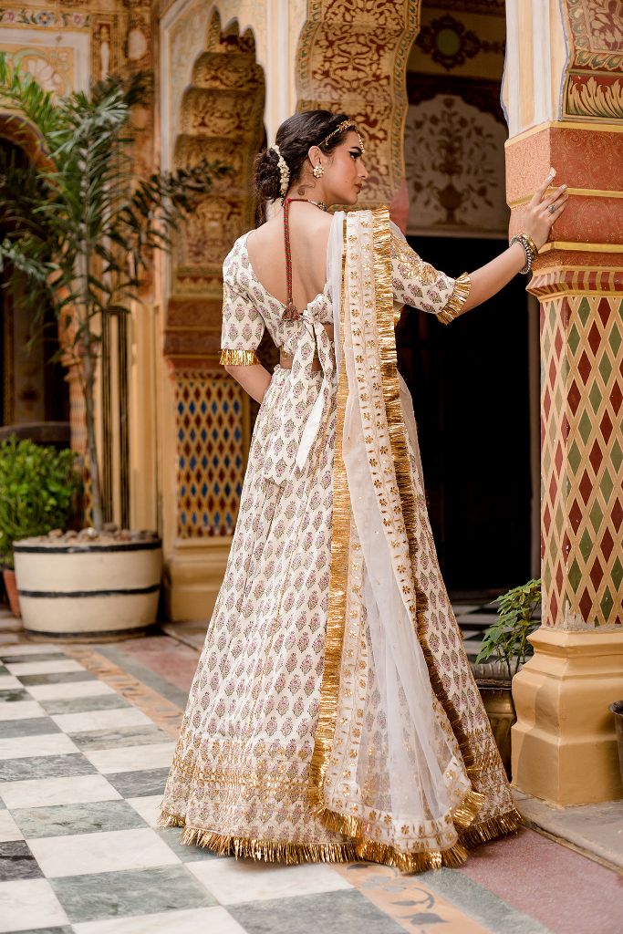 SHEHZADI WHITE LEHENGA SET Gulabo Jaipur