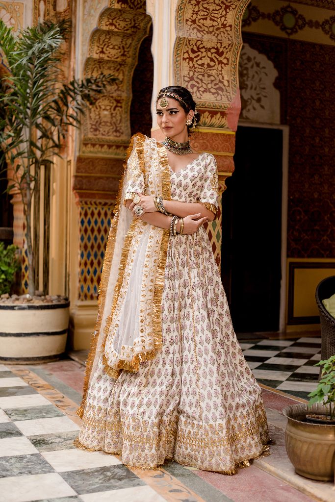 SHEHZADI WHITE LEHENGA SET Gulabo Jaipur