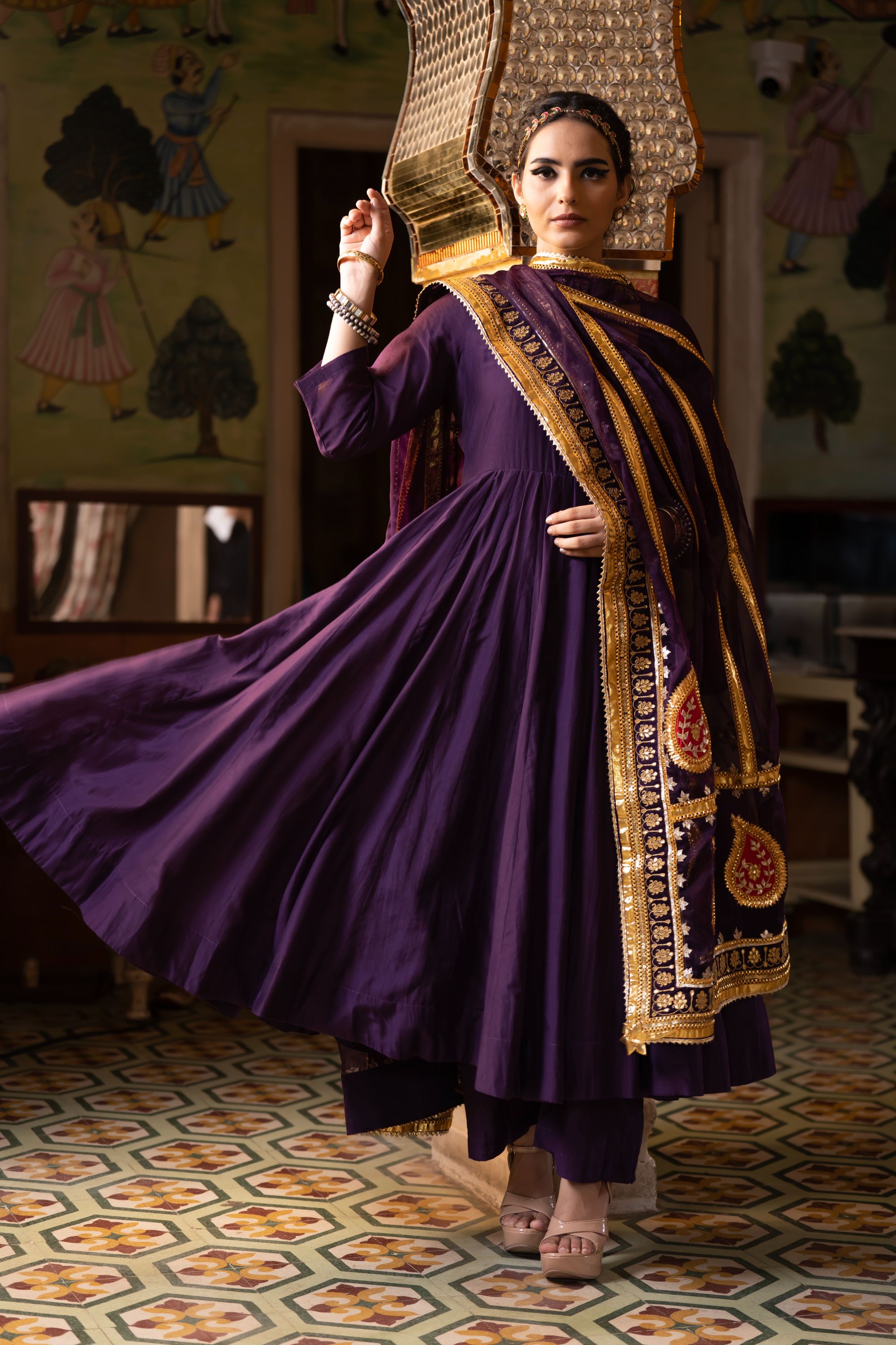 SHRI PURPLE ANARKALI SET Gulabo Jaipur