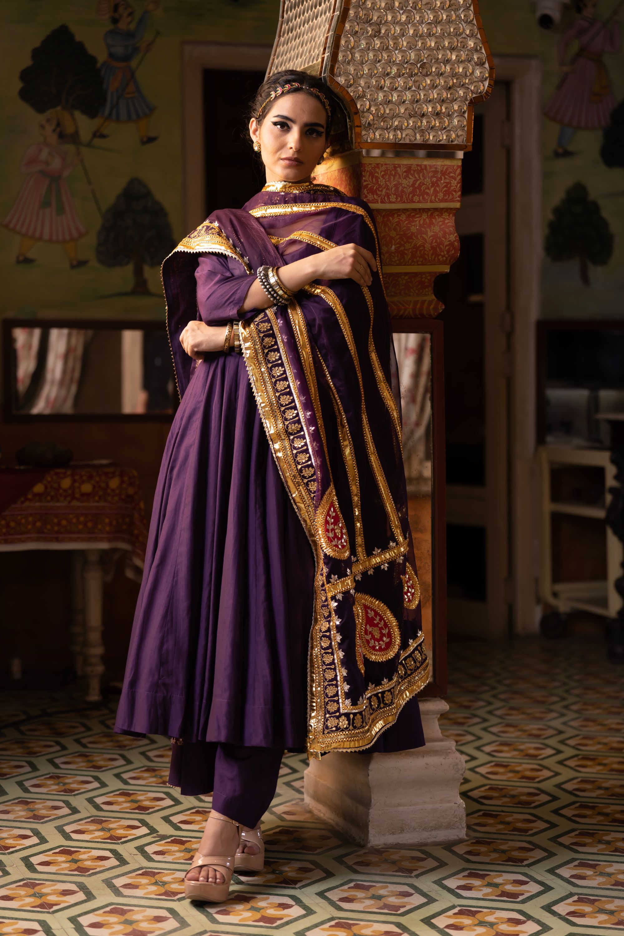 SHRI PURPLE ANARKALI SET Gulabo Jaipur