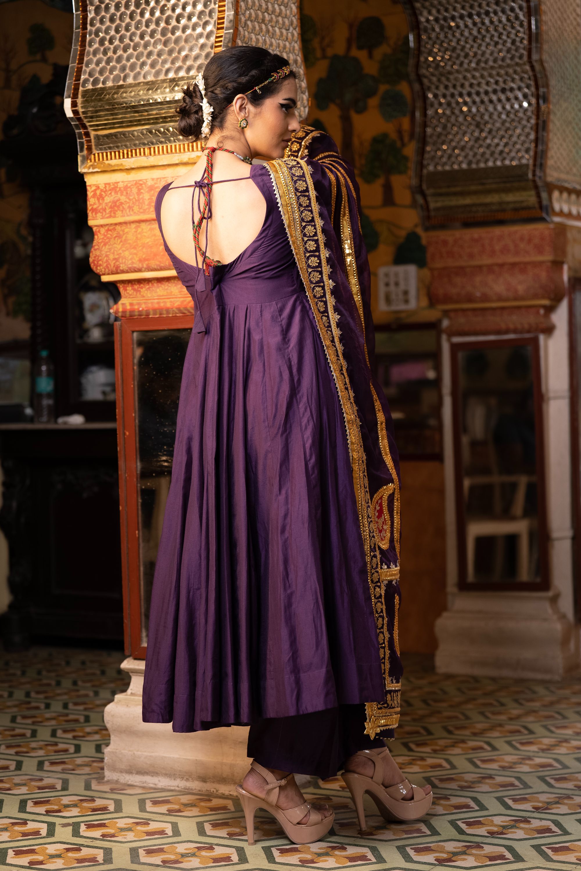 SHRI PURPLE ANARKALI SET Gulabo Jaipur