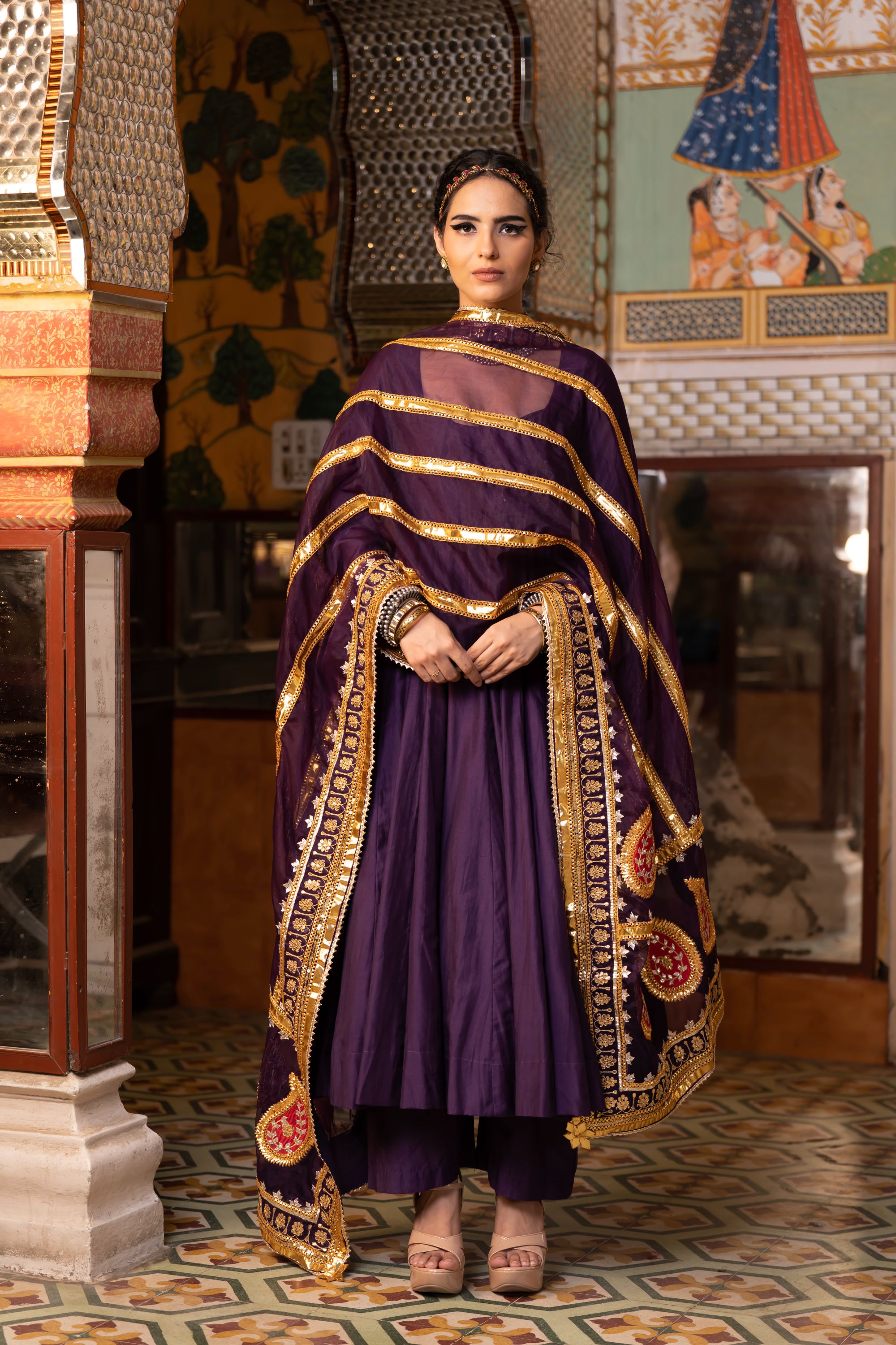 SHRI PURPLE ANARKALI SET Gulabo Jaipur