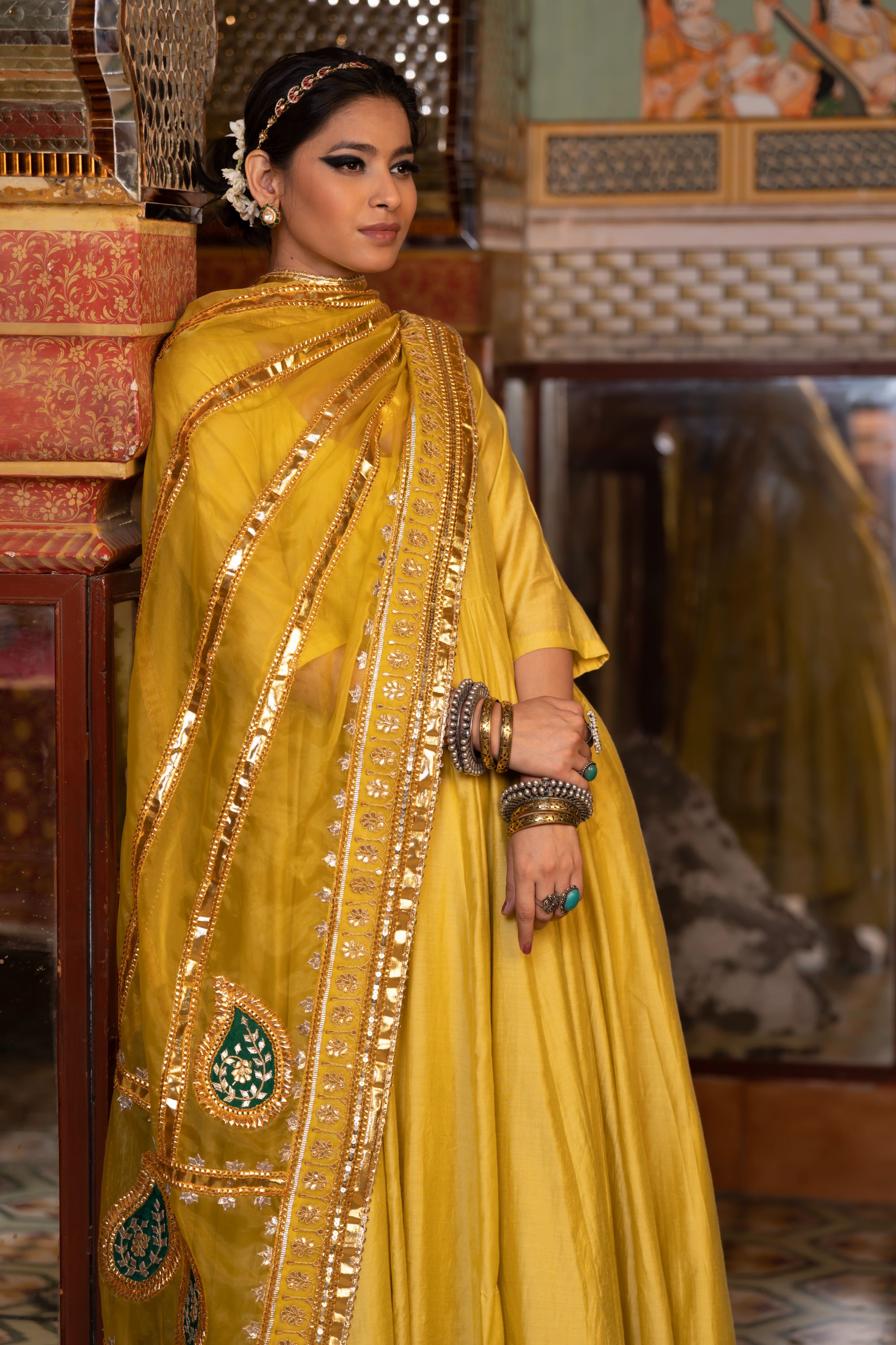 SHRI YELLOW ANARKALI SET Gulabo Jaipur