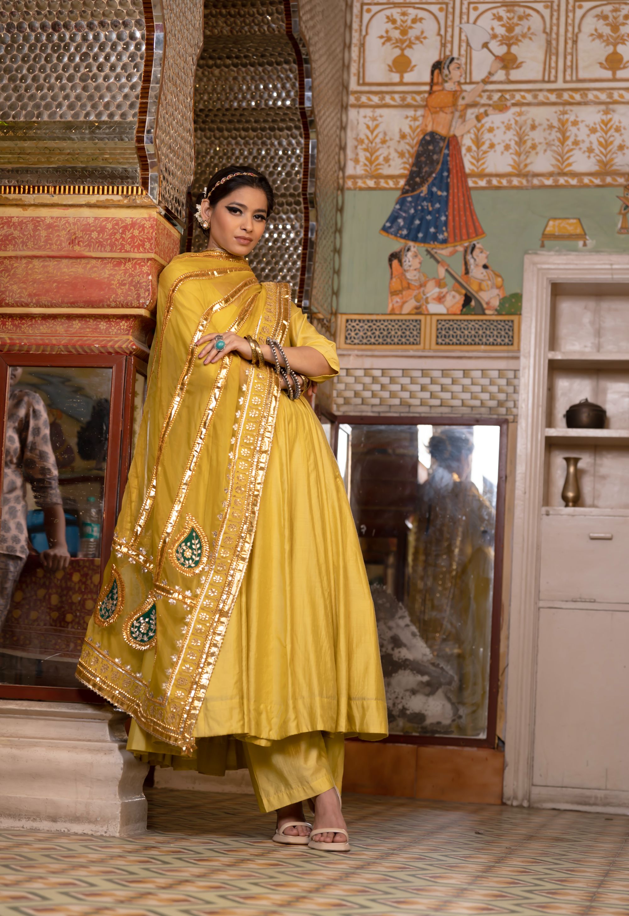 SHRI YELLOW ANARKALI SET Gulabo Jaipur