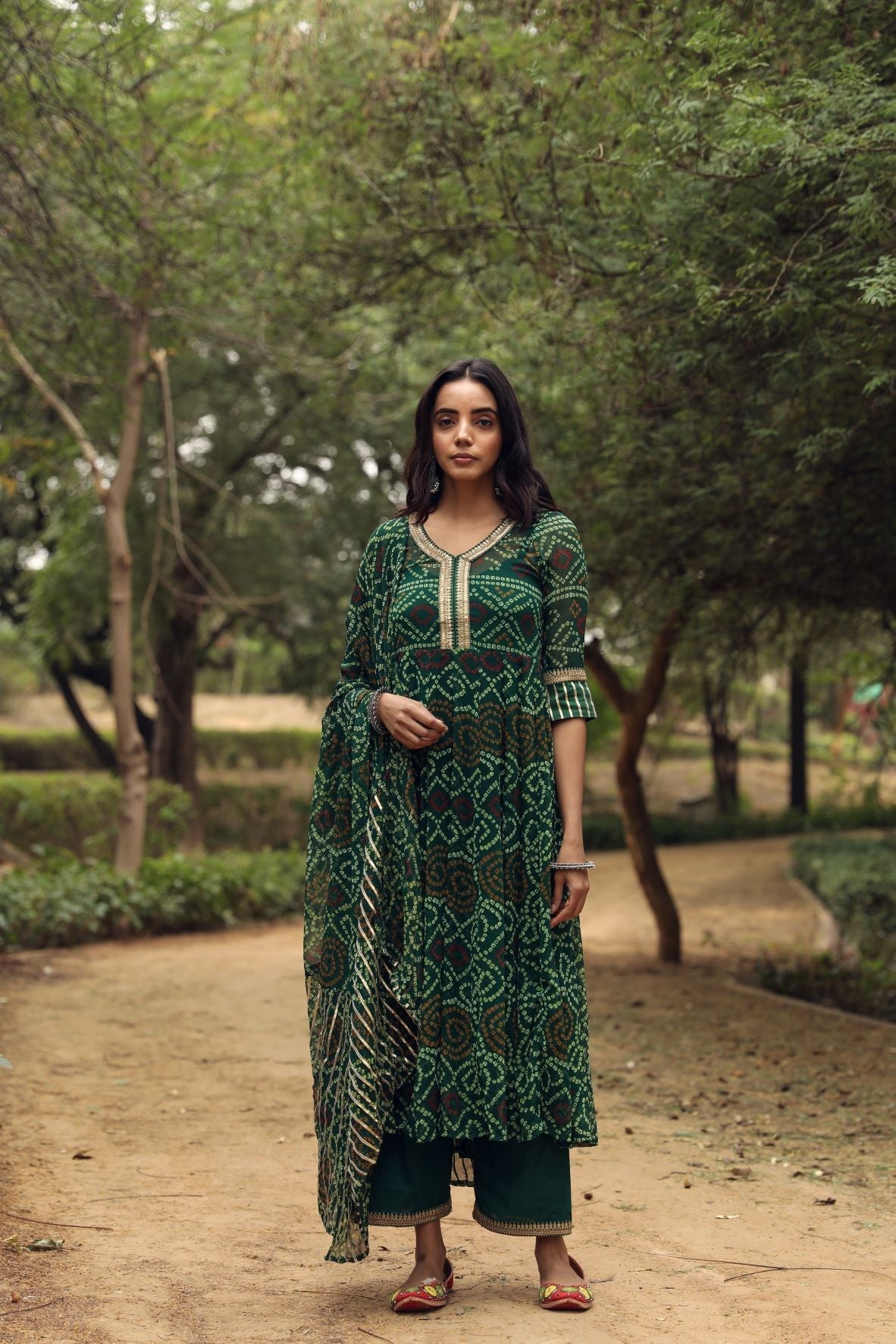 Sama Anarkali Green Set Gulabo Jaipur