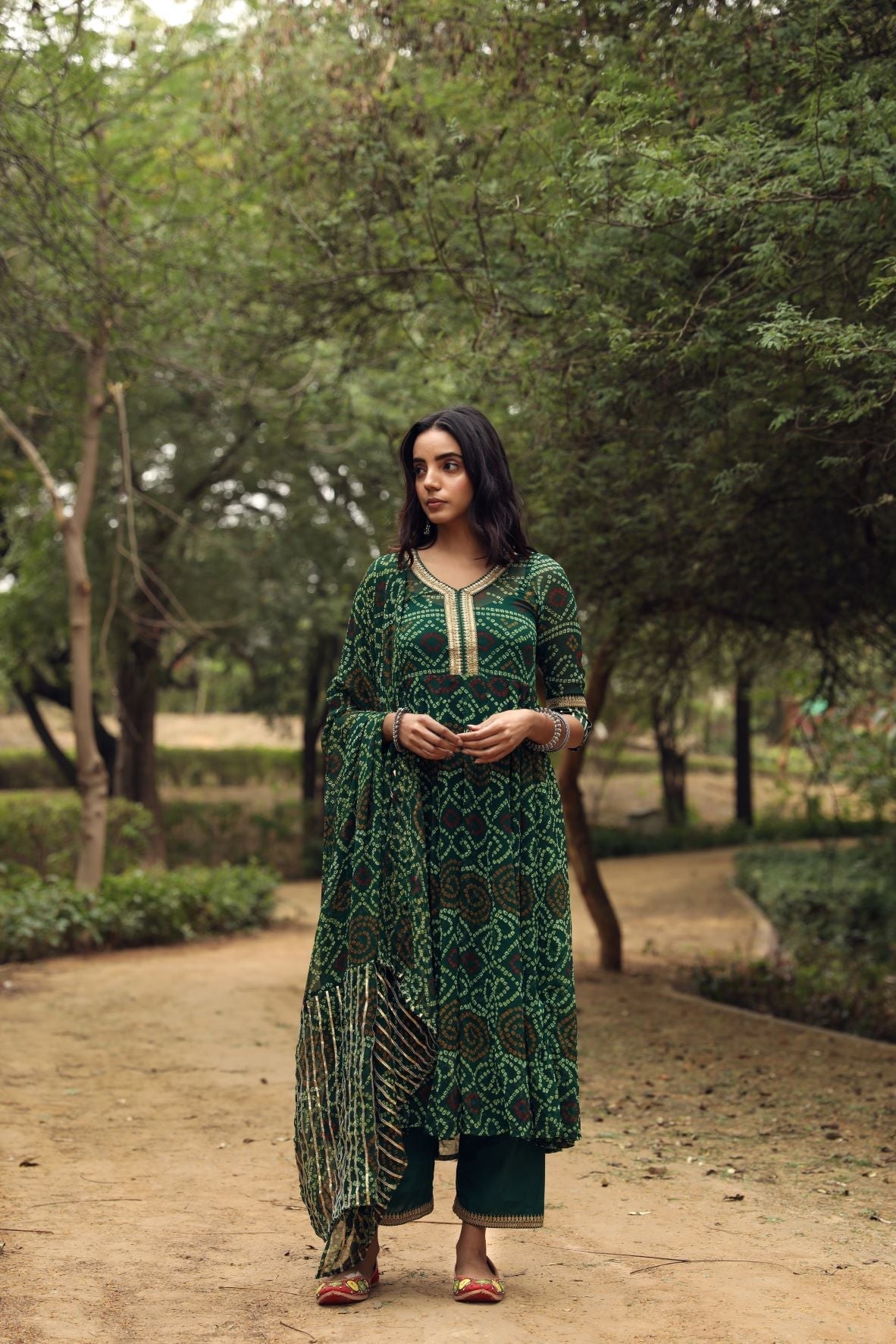 Sama Anarkali Green Set Gulabo Jaipur