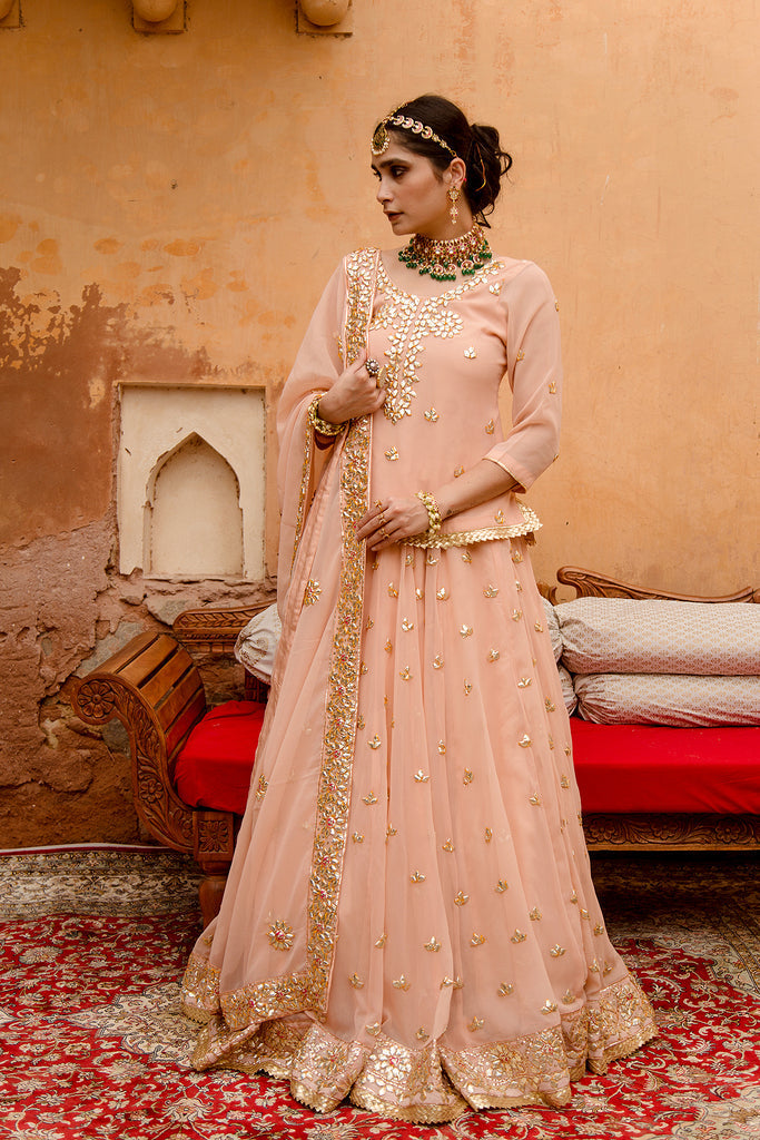 Shagun Peach Lehenga Gulabo Jaipur