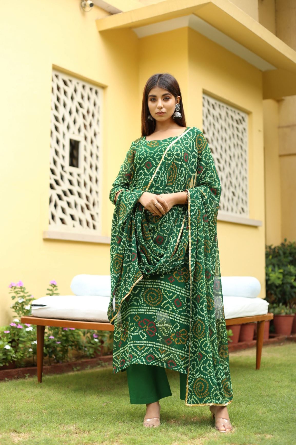 Shamita Shetty in Naaz Green Straight Set Gulabo Jaipur