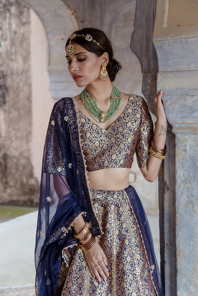 Swati Blue Lehenga Gulabo Jaipur