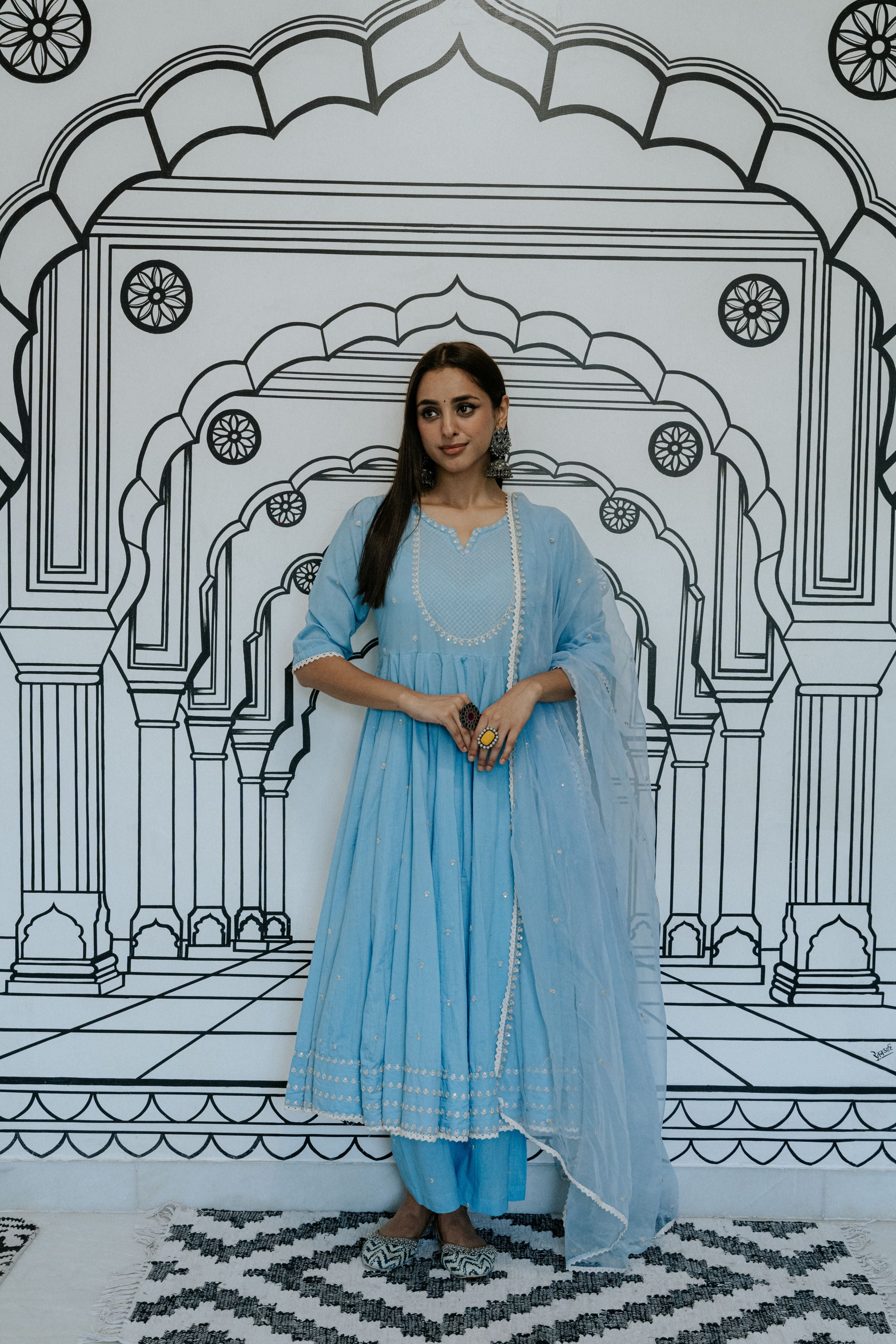 Rohee Blue Anarkali Set