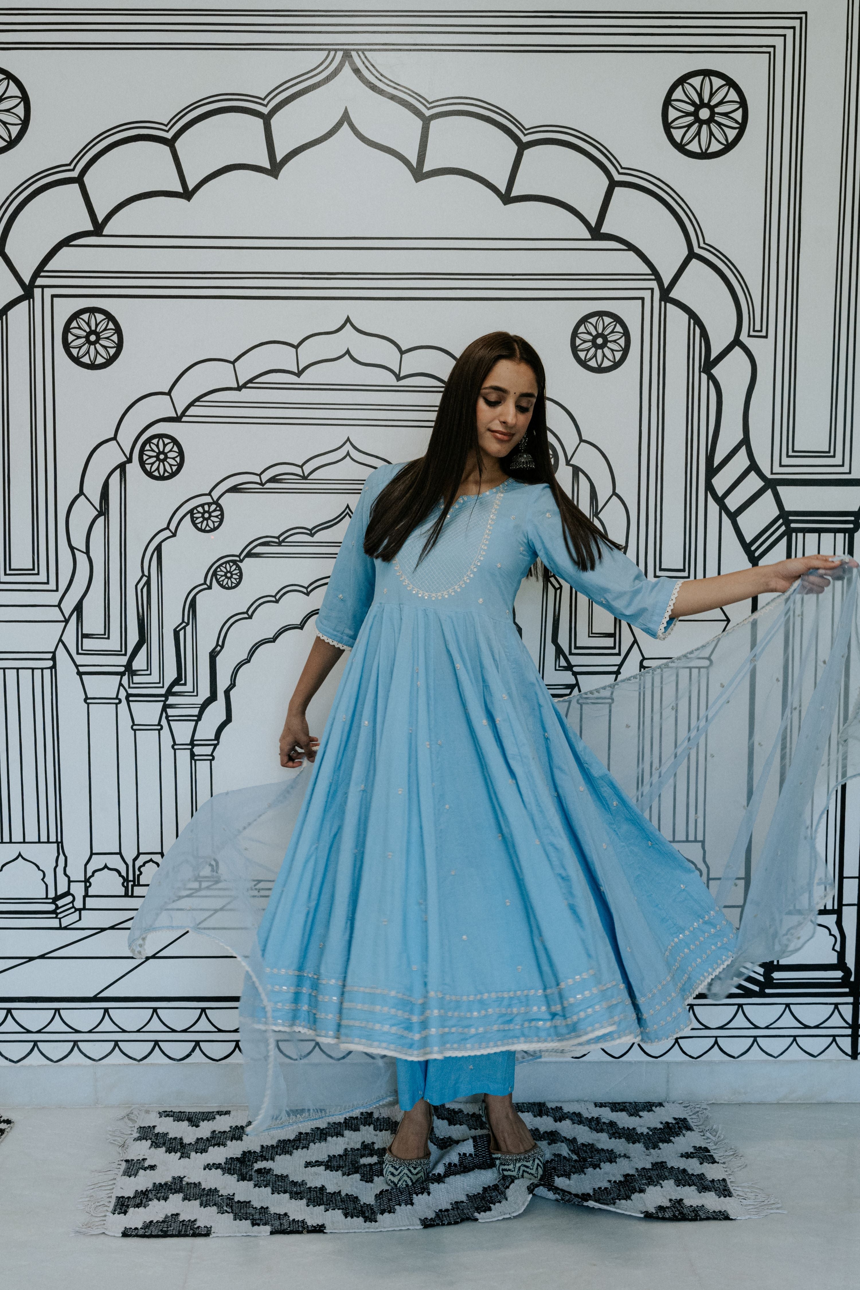 Rohee Blue Anarkali Set