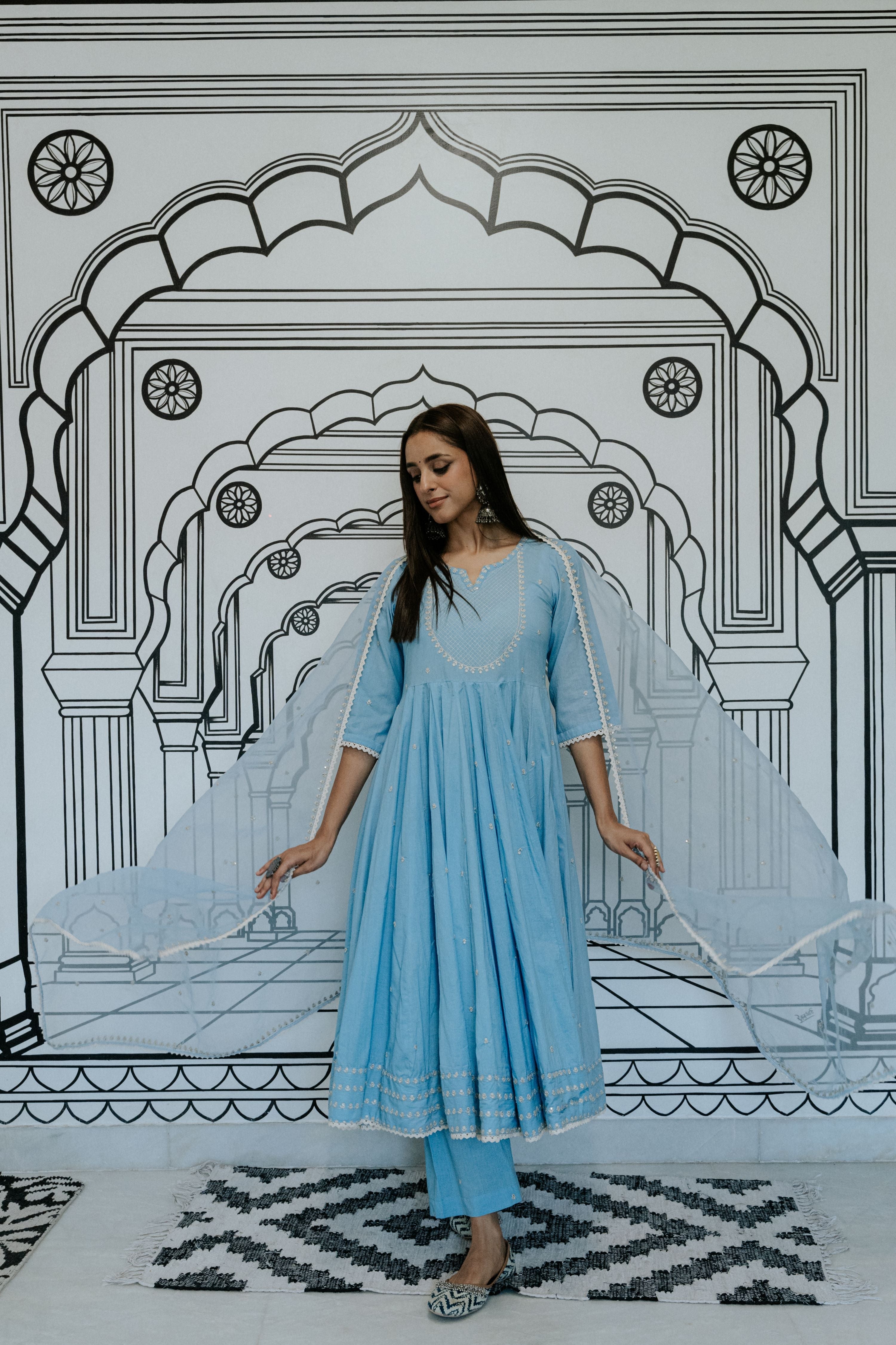 Rohee Blue Anarkali Set