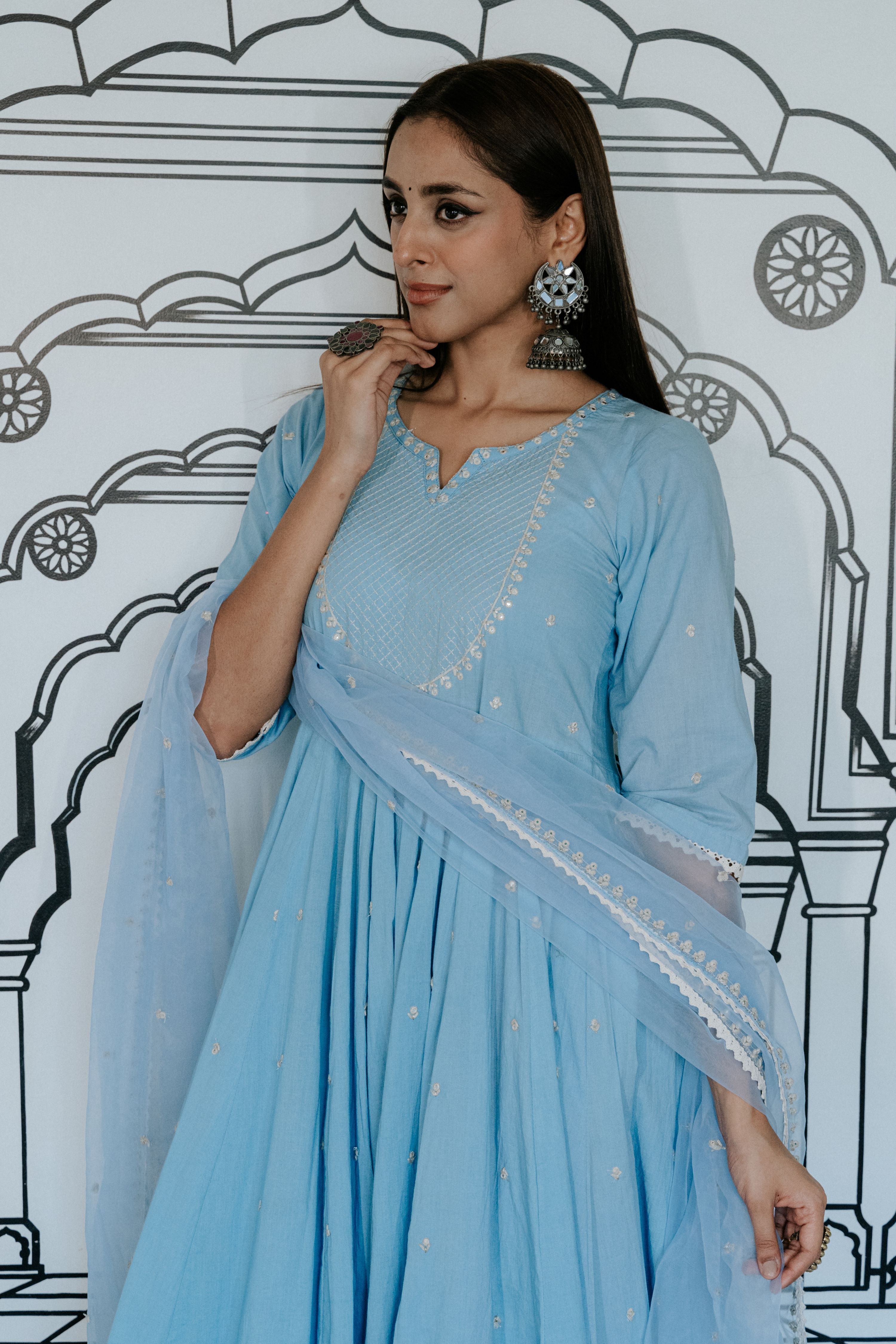 Rohee Blue Anarkali Set