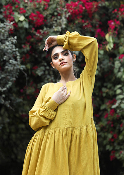 TIA MUSTARD DRESS Gulabo Jaipur