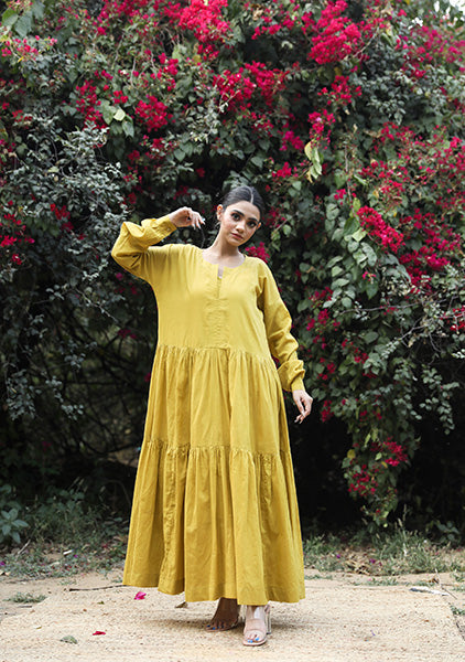 TIA MUSTARD DRESS Gulabo Jaipur