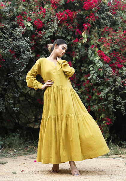 TIA MUSTARD DRESS Gulabo Jaipur