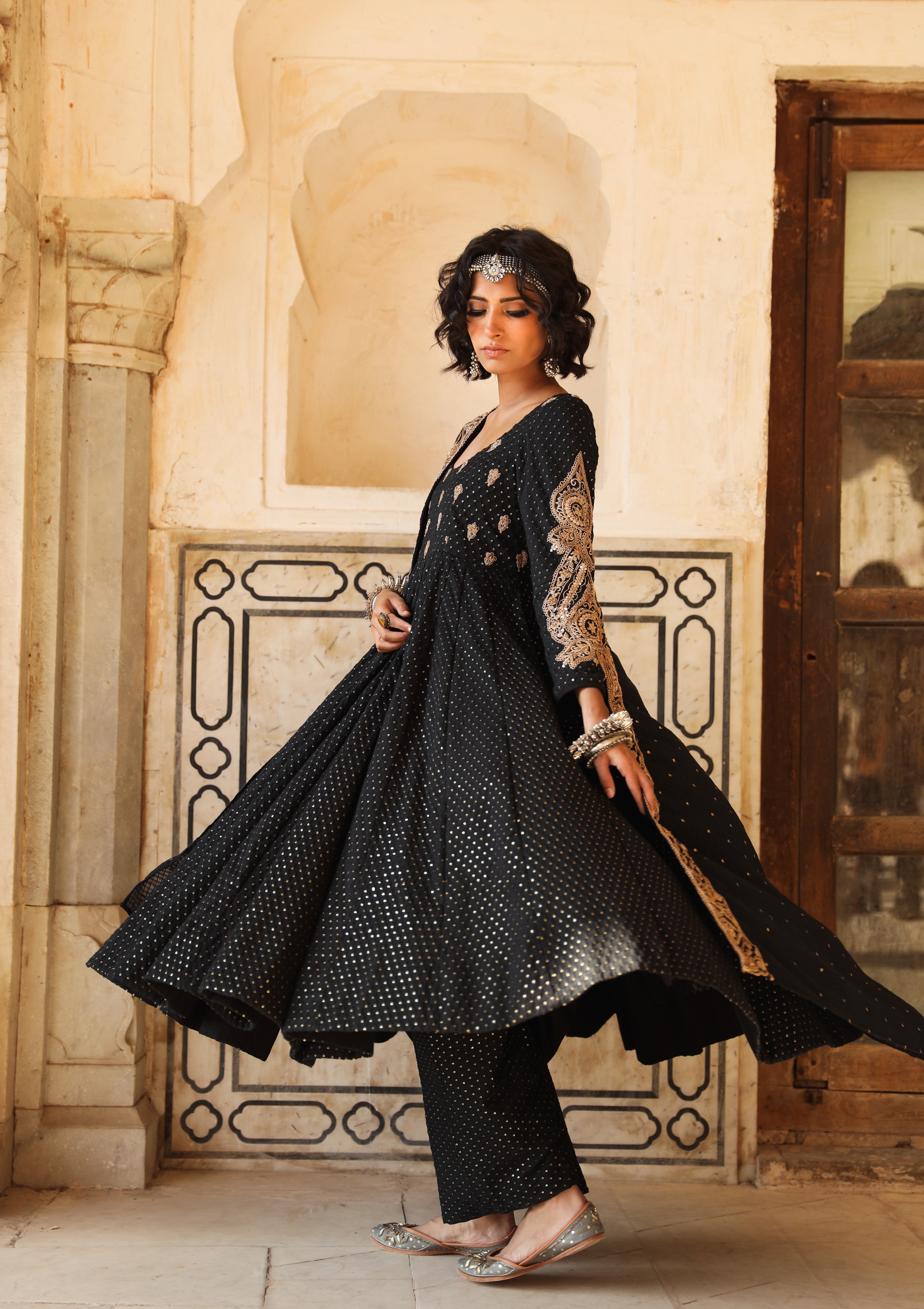 ZOHRA BLACK ANARKALI SET Gulabo Jaipur