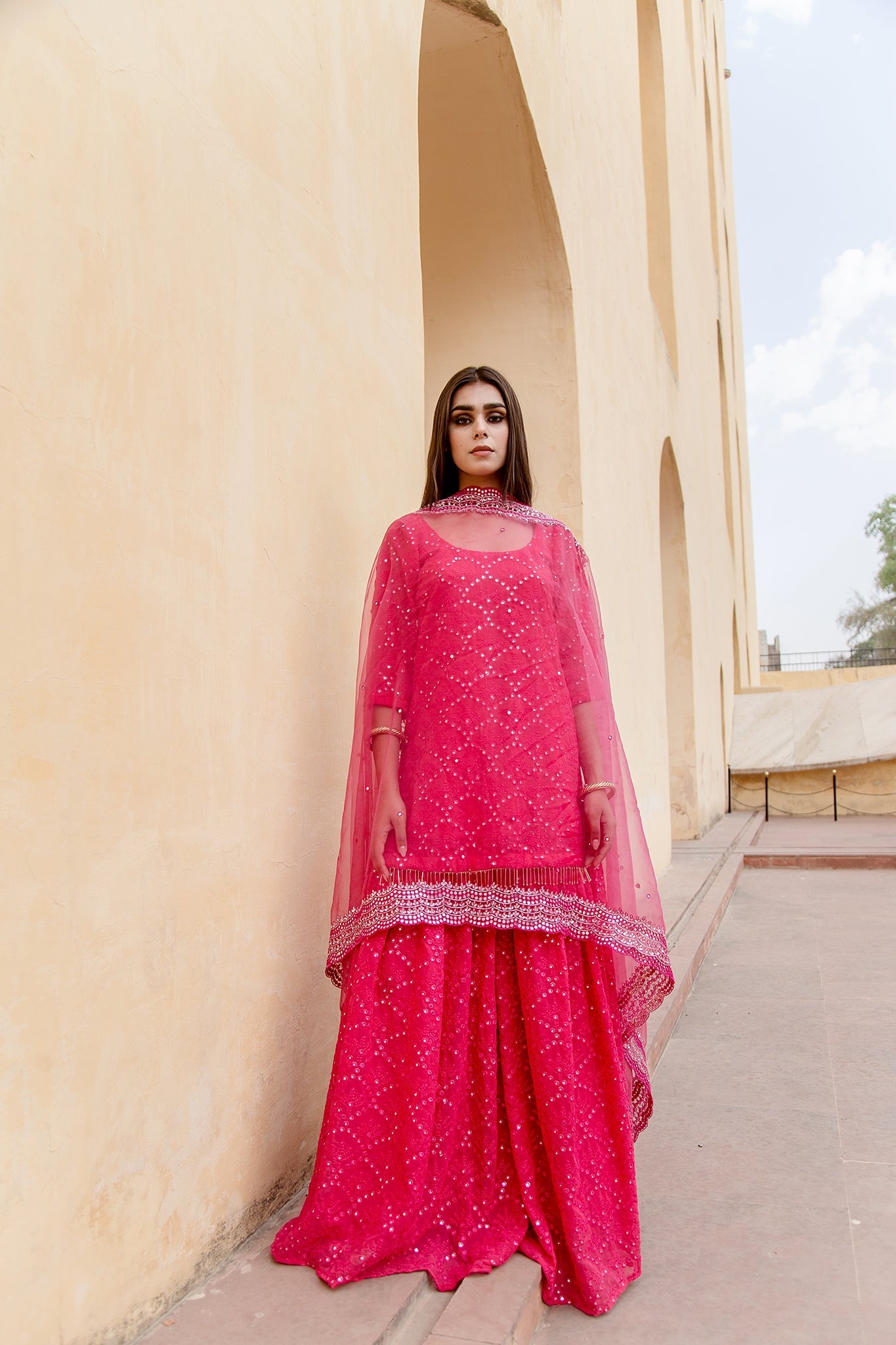 GLORY PINK SHARARA SET